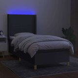  Box spring postelja z vzmetnico LED temno siva 80x200 cm blago, (20789697) | Shoptok.si