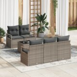 vidaXL 6-delni set vrtnega kavča z blazinami Siva Poli ratan | Shoptok.si