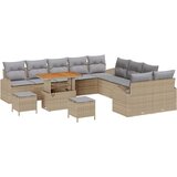  13-delni vrtnarski set kavčev z blazinami bež poli ratan akacije | Shoptok.si