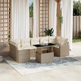 Maison Chic Seti vrtnega pohištva - Vrtna garnitura - Vrtni pohištvo set 8-delna z blazinami bež poli ratan, (21798771) | Shoptok.si