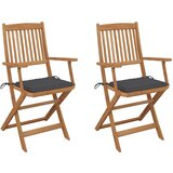 Maison Chic Zložljivi Vrtni Stoli - Stol za vrti 2 kosa z blazinami trden akacijev les JS2762, (21876378) | Shoptok.si