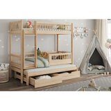 Molarem Home Drveni dječji krevet na kat Evan s tri kreveta i ladicom - svijetlo drvo - 200x90 cm - Bez madraca | shoptok.hr