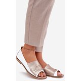 Zazoo Leather Elegant Ballet Flats With Open Toes White-Gold 1865 | Shoptok.si