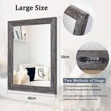AAZZKANG stensko ogledalo z lesenim okvirjem 50 × 40 cm | Shoptok.si