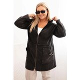 Kesi Włoski women's plus size hooded sweatshirt with pockets distressed black | Eponuda.ba