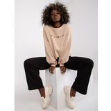 Fashion Hunters Beige sweatshirt without a hood with Miley embroidery Cene