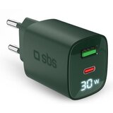 Sbs 30W stenski polnilnik USB-A USB-C Gan LED zelen, (5000277594) Cene