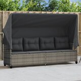 Maison Chic Ležalnik - Sončna ležalnik s streho in blazinami siv poli ratan, (22043379) | Shoptok.si