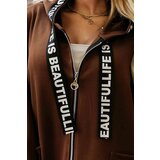 numoco basic 632-2 Casual coat with a zipper and fashionable details - chocolate | Shoptok.si