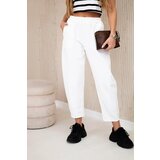 Kesi Włoski Trousers with pockets Summer Punto ecru | shoptok.hr