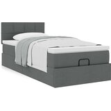 vidaXL Otomanski posteljni okvir z vzmetnico siv 90x200 cm blago | Shoptok.si