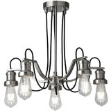 Searchlight Olivia Stropna svetilka s 5 lučmi, črn pleten tekstilni kabel, satenasto srebrna, (22100984) | Shoptok.si
