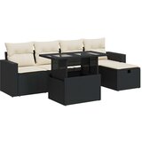 vidaXL Vrtna sedežna garnitura 6-delna z blazinami črna poli ratan, (21783493) | Shoptok.si