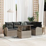 vidaXL Vrtni sofa set s 6 kosi in blazinami siva Poli ratan Cene
