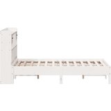 vidaXL Knjižna postelja brez vzmetnice bela 150x200 cm trdna borovina | Shoptok.si