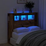 vidaXL LED posteljno vzglavje starinski les 120x18,5x103,5 cm inž. les Cene