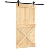  Klizna vrata Prirodna i crna 100 x 210 cm Čvrsta borovina | shoptok.hr