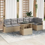vidaXL 7-delni kavč set z blazinami Bež Poli Ratan | Shoptok.si