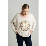 Italy Moda Beige oversize blouse with a shiny print | shoptok.hr