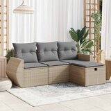 Maison Chic Seti vrtnega pohištva - Vrtna garnitura - Vrtni pohištvo set 4-delna z blazinami bež poli ratan, (21810294) | Shoptok.si