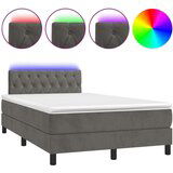  Krevet box spring s madracem LED tamnosivi 120 x 200 cm baršun | shoptok.hr