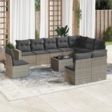 Maison Chic Seti vrtnega pohištva - Vrtna garnitura - Vrtni pohištvo set 11-delna z blazinami siv poli ratan, (21816452) | Shoptok.si