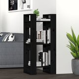 vidaXL knjižna omara/pregrada črna 41x35x91 cm trdna borovina | Shoptok.si