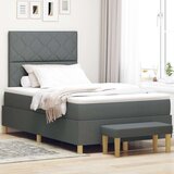 vidaXL Stranska postelja z vzmetnico in klopjo Temno siva 120x190 cm Tkanina | Shoptok.si