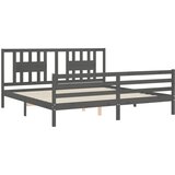  Okvir za krevet s uzglavljem sivi 200 x 200 cm od masivnog drva | shoptok.hr