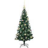 vidaXL Umjetna preddekorirana božićna jelka Zelena 120cm PVC in kovina | Shoptok.si