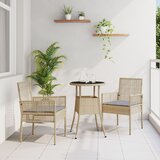 vidaXL vrtni blagovaonski set Set od 3 Bež Pruće, Staklo Izdržljivo | shoptok.hr