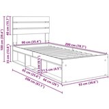  Okvir za krevet Crna 90 x 200 cm Čvrsto borovo drvo | shoptok.hr