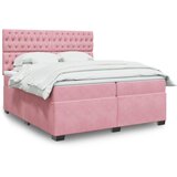 The Living Store Box spring postelja z vzmetnico roza 200x200 cm žamet - Box Spring Postelja, (21491637) | Shoptok.si