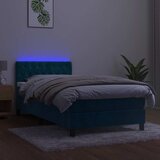  box spring s madracem LED tamnoplavi 90x190 cm baršun | shoptok.hr