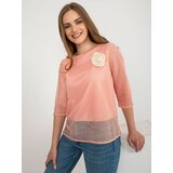 Fashion Hunters Peach formal blouse with flower Cene