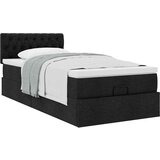 vidaXL Otomanski posteljni okvir z vzmetnico črn 100x200 cm blago | Shoptok.si