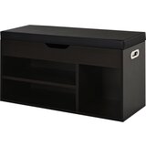 HOMCOM Prostorsko varčna omara za čevlje z oblazinjeno klopjo za shranjevanje in odprtimi predali 80x30x45cm, črna, (20745362) Cene