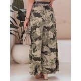 DStreet Spódnico-spodnie moro z paskiem FLOWES jasnozielone | Shoptok.si