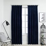 vidaXL Zatemnitvene zavese 2 kosa z obešali žametne modre 140x245 cm, (20767934) | Shoptok.si