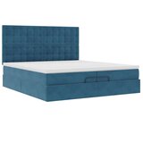  Otomanski posteljni okvir z vzmetnicami moder 200x200cm žamet, (22053199) | Shoptok.si