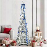 vidaXL Umestno božično drevo med 200 LED z stojalom Zelena 210 cm PVC Cene