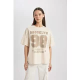 Defacto Loose Fit Crew Neck Printed Short Sleeve T-Shirt