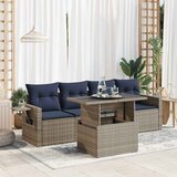 vidaXL Vrtna sedežna garnitura 5-delna z blazinami poli ratan/akacija | Shoptok.si
