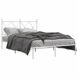 Maison Chic Kovinski Posteljni okvir - Dvoposteljna postelja - Zakonska postelja z vzglavjem bel 120x200 cm, (21692876) Cene