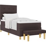 vidaXL Box spring krevet Tamno smeđa 90 x 190 cm tkanina - Tamno smeđa 90 x 190 cm S gumbima | shoptok.hr
