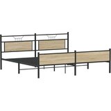 Metalni Kovinski posteljni okvir brez vzmetnice sonoma hrast 193x203 cm, (21829568) | Shoptok.si