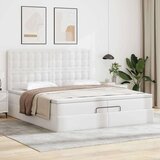 vidaXL Otomanski posteljni okvir z vzmetnicami bel 200x200cm um. usnje | Shoptok.si