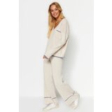 Trendyol Beige Extra-Wide Fit Top-Top Set with a Pile Knitwear Cene