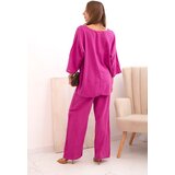 Kesi Włoski Women's set made of viscose, blouse with a necklace and pants purple | shoptok.hr