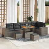 vidaXL 9-dijelni set vrtnih kauča s jastučićima siva poli ratan acacia | shoptok.hr